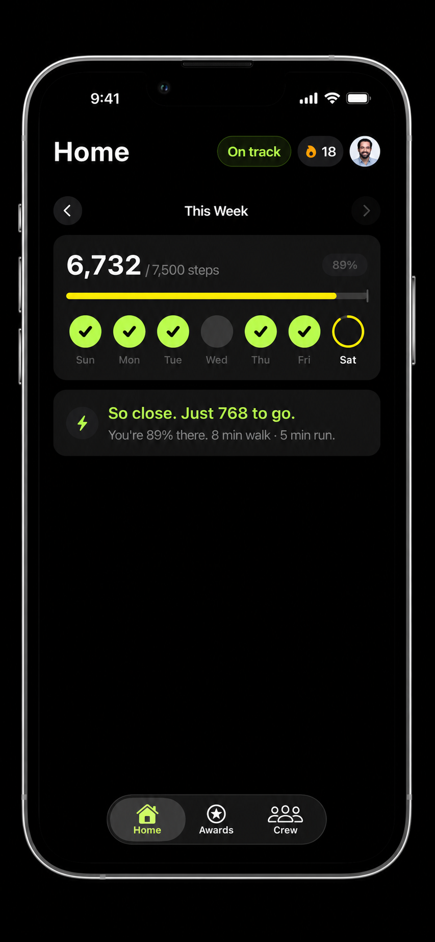 Two Day Club weekly goal progress